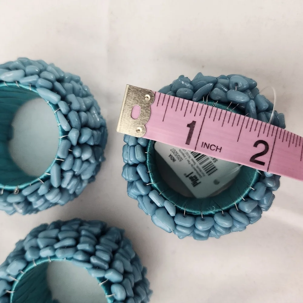 Pier 1 Blue Aman Napkin Rings Set of 4 New